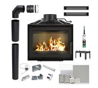 Inserto per camino ILDNORD Bergen 8 kW Ø180 ghisa, inserto per stufa a legna EcoDesign BImSchV 2, set completo con tubi e ventilazione per il montaggio