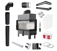 Inserto per Camino KRATKI FLOKI L Destra 12kW SET COMPLETO per INCASSO Ø 200