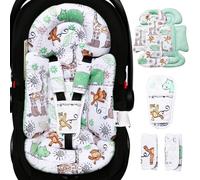 Inserto per seggiolino auto, supporto per la testa ingrandito per seggiolino auto, inserto reversibile per neonato con 3 copri cinghie, cuscino 2 in 1 per seggiolino auto per passeggino, altalena