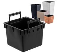 Inserto per vaso quadrato intercambiabile con manici, 28,5 x 28,5 cm, nero 22 l, per vasi Prosperplast H 61 cm, facilita il controllo del contenuto di acqua nella pentola