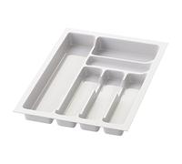 Inserto portaposate Sossai Divio per cassetti larghi 40 cm, 33x49 cm - ritagliabile, 6 scomparti, bianco, vassoio portaposate in plastica per la cucina