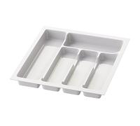 Inserto portaposate Sossai Divio per cassetti larghi 45 cm, 38x43 cm - ritagliabile, 5 scomparti, bianco, vassoio portaposate in plastica per cassetti da cucina