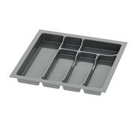 Inserto portaposate Sossai Divio per cassetti larghi 50 cm, 43x43 cm - ritagliabile, 6 scomparti, antracite, inserto in plastica per la cucina
