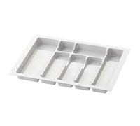 Inserto portaposate Sossai Divio per cassetti larghi 60 cm, 53x43 cm - ritagliabile, 7 scomparti, bianco, organizzatore in plastica per portaposate