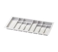 Inserto portaposate Sossai Divio per cassetti larghi 90 cm, 83x43 cm - ritagliabile, 12 scomparti, bianco, vassoio portaposate in plastica per cassetti da cucina