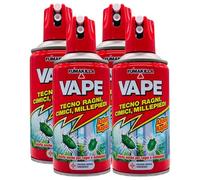 Insetticida Spray Tecno RAGNI, CIMICI, MILLEPIEDI Ad Azione Rapida. Applicato Sulle Pareti Domestiche Non Lascia Aloni 300ml (4 Spray)