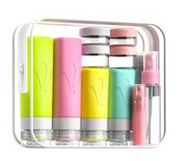 INSFIT Set di bottiglie da viaggio in silicone, 17 contenitori da viaggio a tenuta stagna, articoli da toeletta essenziali per aeroplano, Multicolore, 3 Ounce,2 Ounce