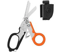 INSGB Raptor Response - Cesoie di emergenza 6 in 1, multiuso, pinze tattiche pieghevoli, con tagliacavetro e rompivetro (nero/arancione con fondina)