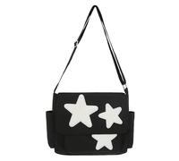 Inshere Borsa a tracolla a stella, estetica Y2K Kawaii Messenger borsa a tracolla in nylon stella borsa tote per donne uomini ragazze adolescenti, Nero nylon