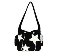 Inshere Borsa a tracolla a stella, estetica Y2K Kawaii Messenger borsa a tracolla in nylon stella borsa tote per donne uomini ragazze adolescenti, Cordoncino nero