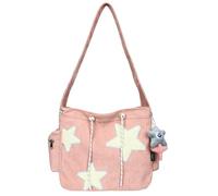 Inshere Graziosa borsa a tracolla a stella, estetica Y2K Kawaii, borsa a tracolla in nylon, per donne, uomini e ragazze, Rosa velluto a coste