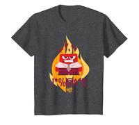 Inside out Anger Fired Up Maglietta, Bambini, Grigio Scuro, 4 Anni