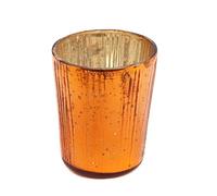 Insideretail Ltd Christmas Tea Light in Vetro mercurizzato, Vertical-with Cornice di Alluminio, 7 cm, Confezione da 48, Arancione, 7 x 7 x 7 cm