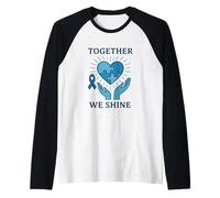Insieme brilliamo Blue Puzzle Awareness Design Maglia con Maniche Raglan