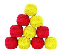 Insieme di 10 PCS Rosso Blu Gancio Filo di cotone ricamo di filo per lavorare a maglia Matassa Rouge Et Jaune-1