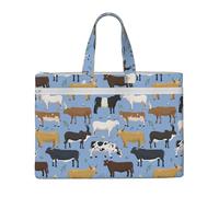 Insieme di tori e mucche, animali da fattoria, bovini, mammiferi,Borsa portadocumenti in tela con cerniera, borsa a mano, valigetta per scuola e ufficio