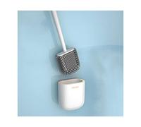 insiemi della spazzola della toletta, Scopino for WC in silicone con manico lungo in plastica e supporto for presa d'aria for la pulizia del bagno Pratico(White)