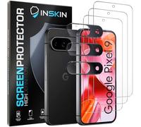 Inskin Pellicola protettiva per Google Pixel 9 (6,1 pollici, 2024), confezione da 3 in vetro temperato per schermo e 3 pezzi per obiettivo della fotocamera, supporto ID impronte digitali, rivestimento