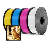Inslogic Filamento PLA Pro pre-essiccato da 1,75 mm, CMYK, confezione da 4 | Confezione da 4 colori di stampa, precisione ± 0,02 mm, forte legatura a strati, inodore, immediatamente pronto per la stampa