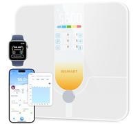 INSMART Bilancia pesapersone con grande display, 30 x 30 cm, con sensore app/Bluetooth/a tutta superficie, bilancia il corpo analizza i 18 dati di misurazione, BMI, peso, grasso corporeo, frequenza