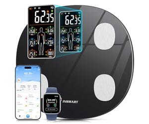 Insmart Bilancia Pesapersone Digitale, 8 Dati Visualizzati Sul Display, Bilancia Impedenziometrica Professionale 16 Indici di Corporea, Massa Grassa e Magra, Pesa Persone, BMI, Frequenza Cardiaca