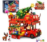 INSOON Set di giocattoli da costruzione per autobus con luce, City Christmas Bus con albero di Natale, 1262 pezzi, set di mattoncini per bambini, ragazze, ragazzi a partire dai 10 ai 12+
