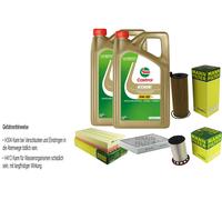 Inspektionskit Filtro Castrol 10L Olio 5W30 per VW Touareg 7P5 3.0 V6 Tdi 4.2
