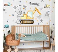 Inspio Adesivi murali per bambini - Orsacchiotto con stelle e nome