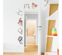 INSPIO Adesivo da parete con animali della foresta intorno alla porta, motivo: orso, gufo, scoiattolo, decorazione da parete per cameretta dei bambini, N.1 - Animaletti lato sinistro