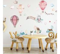 INSPIO - Adesivo Da Parete Per Cameretta Dei Bambini, Motivo: Coniglietto Con Nome A Scelta, Motivo: Nuvole, Aereo, Casa, Collina, Fiori
