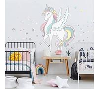 Inspio adesivo in tessuto con colori dell'arcobaleno, Carta da parati autoadesiva Unicorn (N.2)