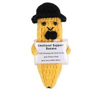 Inspiration Banana, Cartoon Banana Man, Knitted Fruit Doll, Handmade Crochet Banana 15x6cm for Friends, Indoor, Outdoor, Present, Travel, Table, Desktop, Yellow Color