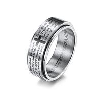 Inspirational Bibbia Versi Rotabili Cristiano Gesù Cristo Signore Preghiera Sollievo Stress Spinner Fidget Band Anelli per Uomini Donne per Ansia Dito Ruota Liberamente Acciaio Inox Coppia Matrimonio