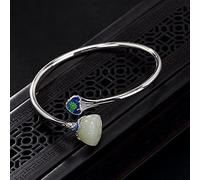 Inspirational Bracelets,Natural Hetian Jade White Jade Flower Female Open Bangle Women's Bracelets