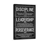 Inspirational Canvas Art Discipline Leadership Perseverance Definition Print Motivational Wall Decor Positive Mindset Poster for Classroom Home(Framed,12X18inch(30X45cm))
