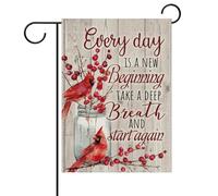 Inspirational Cardinal Red Berry Motivational Every Day Is A New Beginning Bandiere Durevole Flag Robuste Bandiera Per Casa Prato Portico 30X45Cm
