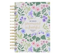 Christian Art Gifts Inspirational Journal, He Who Promised Wide Ruled Notebook, Hebrews 10:23 Bible Verse, White Floral, 192 Lined Pages W/Scripture, (8.4" X 6.4" X 1")