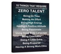 Inspirational Office Decor Canvas Print with Ten Things That Require Zero Talent Quote Motivational Wall-Art for Home or Workspace(Framed,12x18inch(30x45cm))