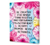 Inspirational Quote Canvas Wall Art - Be Creative Stay Inspired Think Positive Motivational Poster for Kids Teen Girls Room Decor(Unframed,08x12inch(20x30cm))