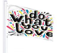 Inspirational Quote Flag 3x5 FT Do What You Love with Doodle Polka Dot Splashes Word Outdoor Flags Large Welcome Yard Banners Home Garden Yard Lawn Decor