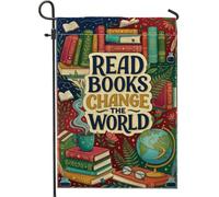 Inspirational Reading Citazioni Libri Fanciful Garden Flag 30,5 x 45,7 cm | Vintage tema biblioteca, bandiera prato, citazione intellettuale, accenti botanici, arredamento per la casa accademica