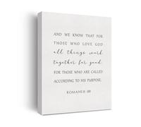 Inspirational Scripture Wall Art, Romans 8:28 “All Things Work Together for Good” Canvas Print for Modern Home & Office Decor(Unframed,08x12inch(20x30cm))