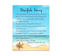 Inspirational Starfish Story Wall Art The Star Thrower Quote Poster for Beach House Living Room or Office(Framed,08X12inch(20X30cm))