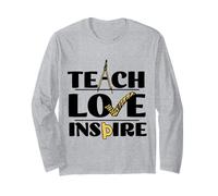 Inspirational Teach Love Inspire Back To School Math Teacher Maglia a Manica