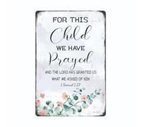 Inspirational Wall Art - Targa in metallo con scritta in lingua inglese "For This Child We Have Prayed 1 Samuel, 1:27-20,3 x 30,5 cm, decorazione da parete cristiana per soggiorno, appartamento