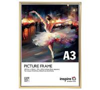 inspire by Hampton Frames Cornice per poster, formato A3 (30 x 42 cm), oro, plastica, avvolta in alluminio, frontale in acrilico, retro a goccia, montaggio a parete, per foto, certificati, opere