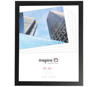 inspire by Hampton Frames | Cornice portafoto OXF3040NGX | 30x40 cm, nero, acrilico, MDF effetto legno | Montaggio a parete, verticale/orizzontale, retro con clip | Protegge foto e stampe