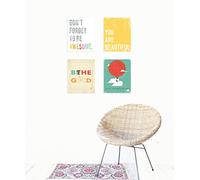 Inspire Collection, Set di 4 stampe da parete da 8 x 10 cm, decorazione da parete per bambini, decorazione per la stanza dei bambini, genere neutro, parole motivazionali, opere d'arte ispiratorie per bambini, arte motivazionale