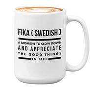 Inspire - Tazza da caffè con scritta "Fika Swedish A Moment To Slow Down", motivazione ispirazione, incoraggiamento, promemoria, empowerment, vista mattutina