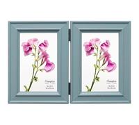 Inspired By Hampton IBH-PAL301904B - Cornice portafoto in vetro con cerniera doppia, 10 x 15 cm, colore: Azzurro